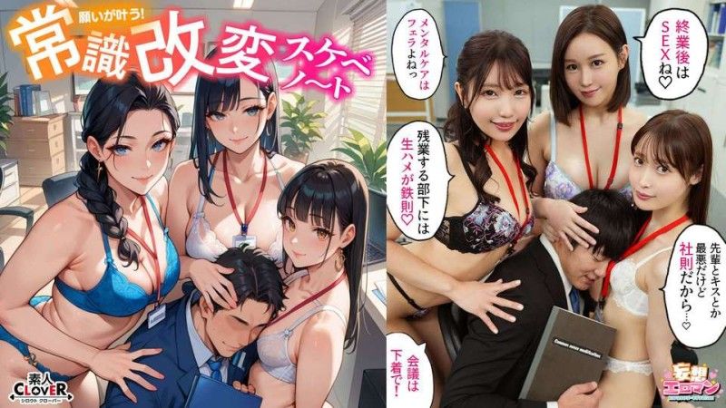 【改變常識,為所欲為！ ？ 】① 霸道老闆早上口交加班後內射是常識！ ？ ②高傲後備用點讓人尷尬的銷售手段,是常識啊！ ？懲罰性行為！ ！ 3）傲慢的同事把假陽具放在他的座位上,在他射精後進行性愛是常識！ ？ [妄想色情漫畫#natural Mizuki &amp; Satomi Mioka &amp; Honoka Ashina]